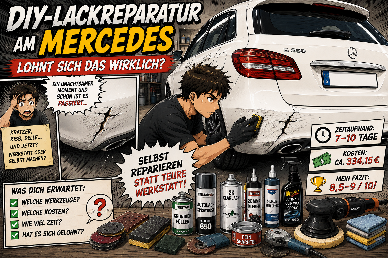 DIY-Lackreparatur am Mercedes: Aufwand, Kosten und mein Fazit (Teil 1)